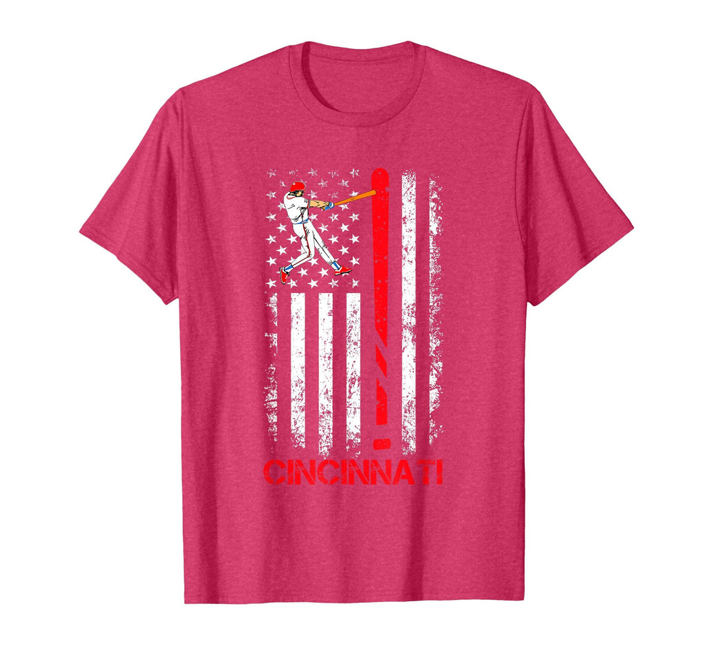Cincinnati Baseball American Us Flag T-Shirt - Unique Graphic for Adults - T-Shirt, Sweatshirt, Hoodie