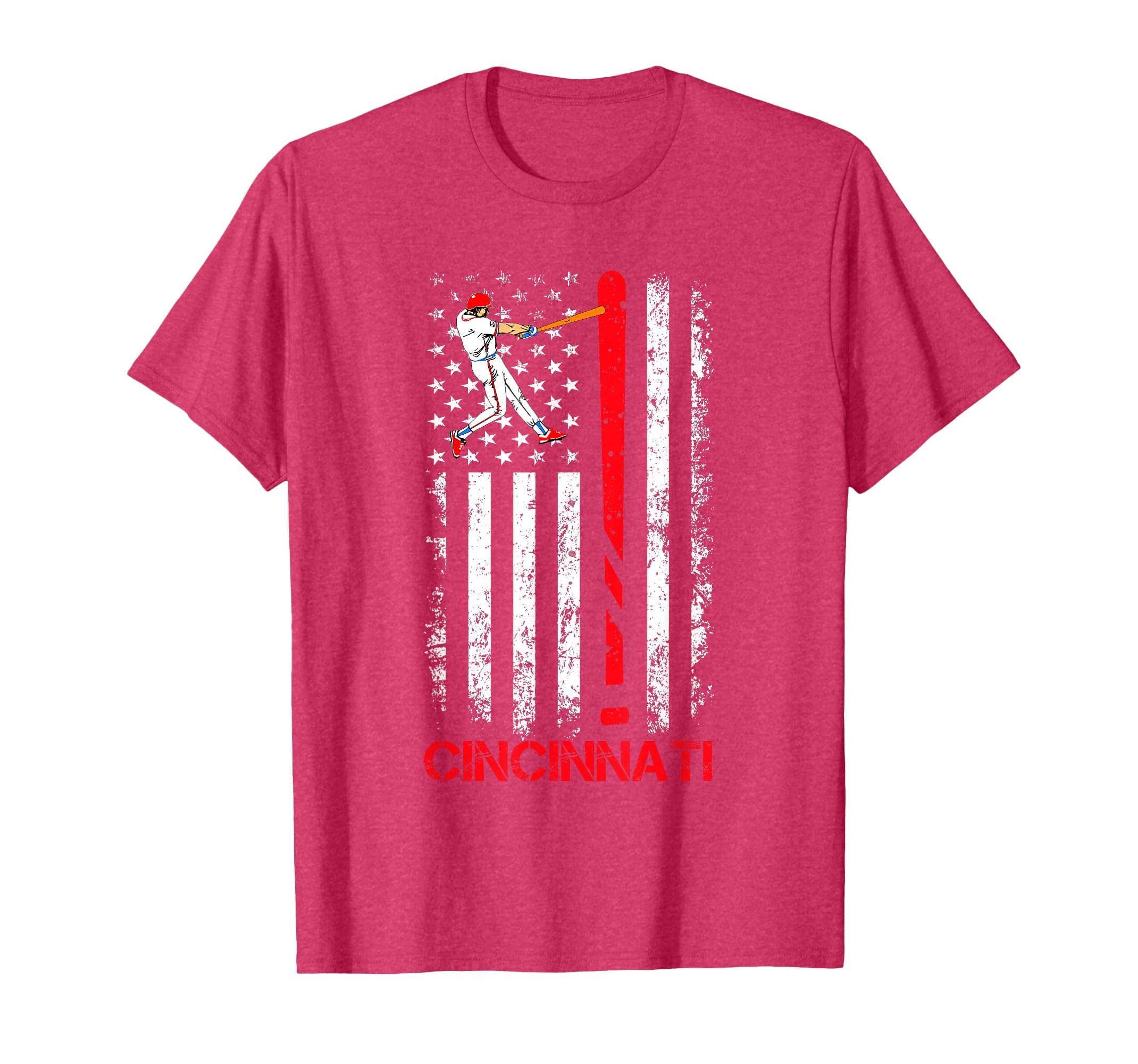 Cincinnati Baseball American Us Flag T-Shirt - Unique Graphic for Adults - T-Shirt, Sweatshirt, Hoodie