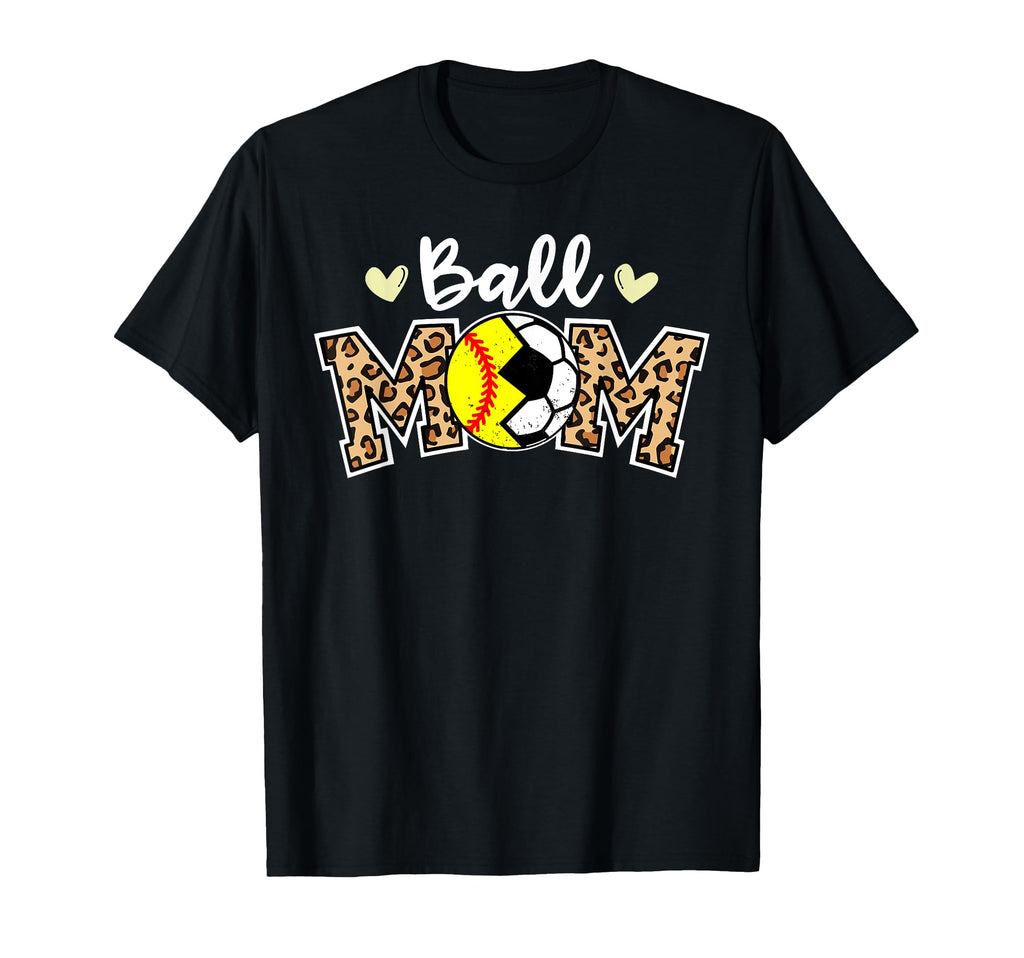 Ball Mom Leopard Funny Soccer T-Shirt - Fun Novelty Design for Adults - T-Shirt, Sweatshirt, Hoodie