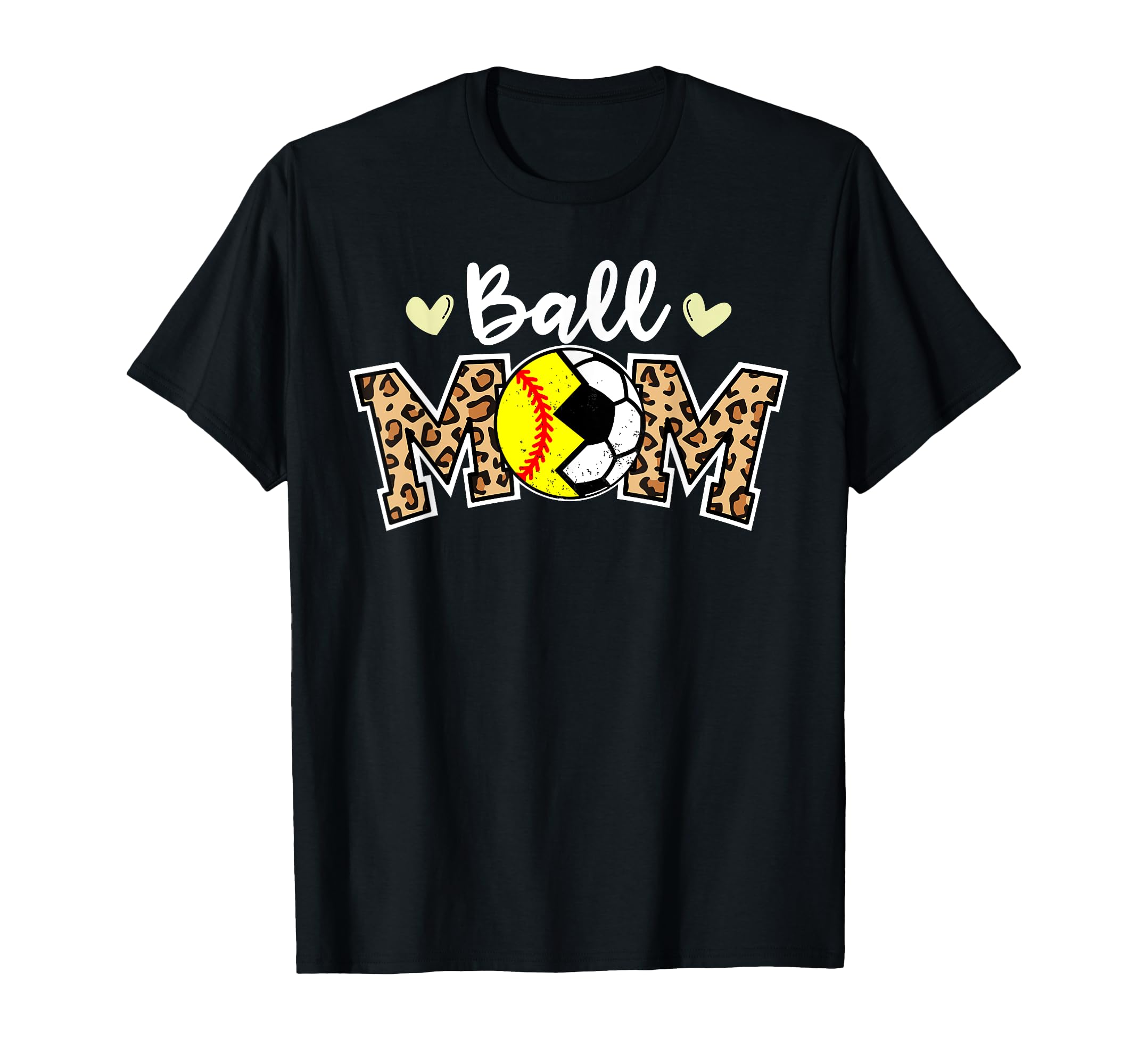 Ball Mom Leopard Funny Soccer T-Shirt - Fun Novelty Design for Adults - T-Shirt, Sweatshirt, Hoodie