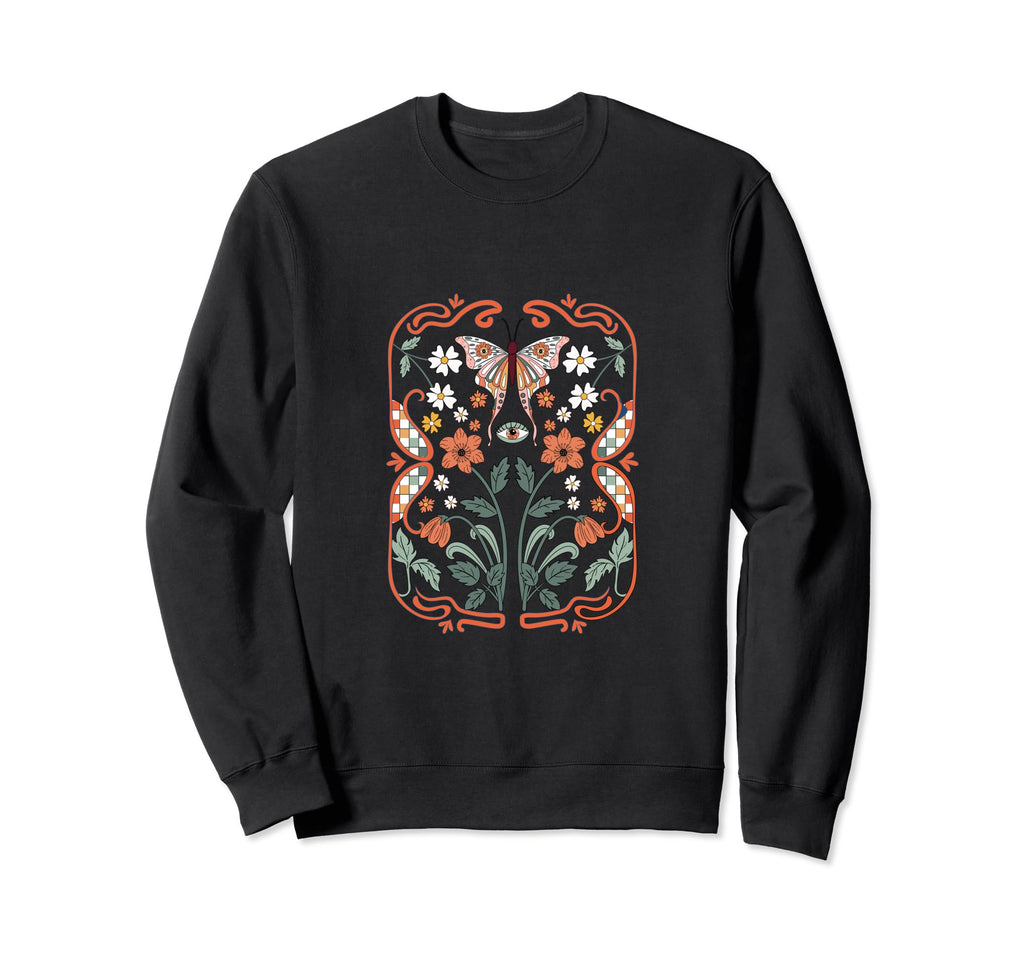 Bohemian Butterfly Art Nouveau Sweatshirt - Unique Graphic Men Women - T-Shirt, Sweatshirt, Hoodie