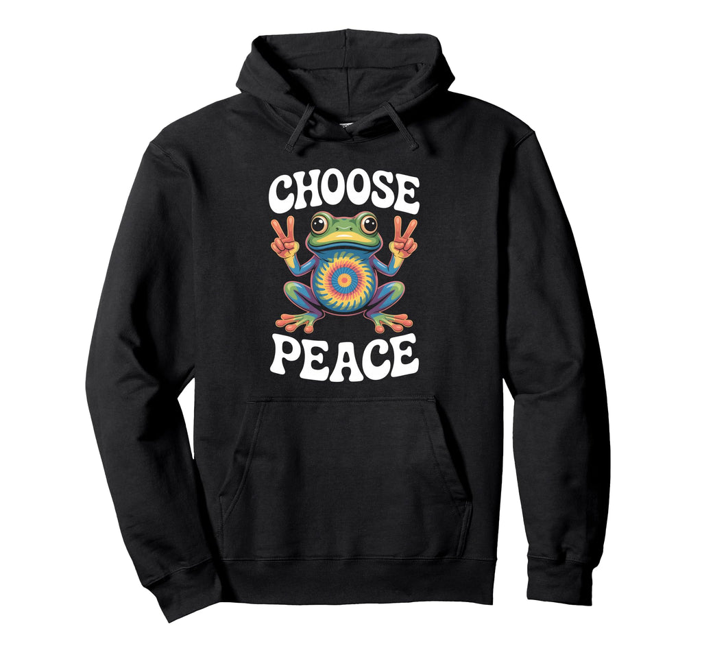 Choose Peace Tie Dye Psychedelic Frog Hippie Hoodie - Graphic Print Unisex - T-Shirt, Sweatshirt, Hoodie