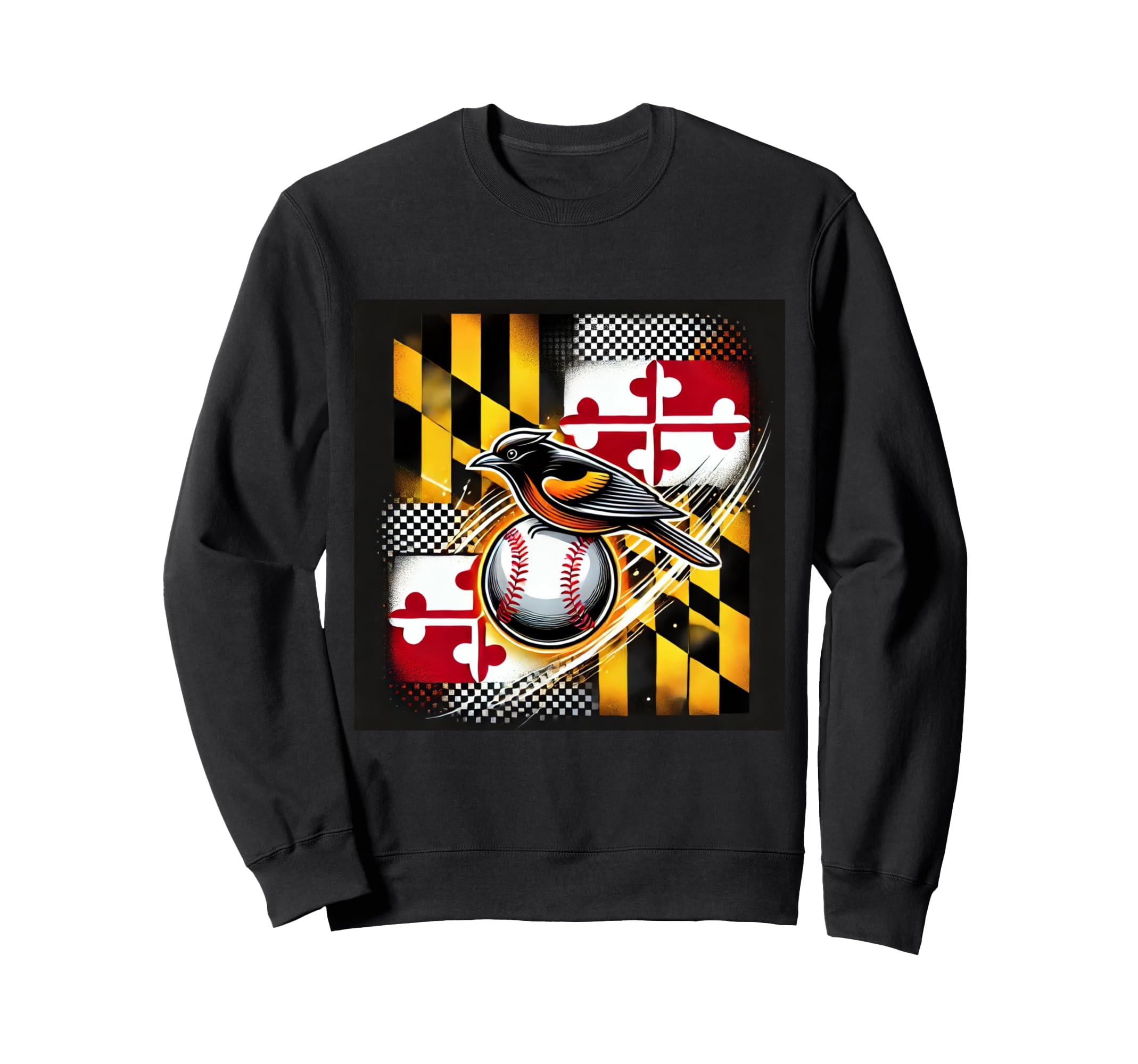 Flag Inspired Oriole And Baseball Sweatshirt - Aesthetic Graphic Unisex - T-Shirt, Sweatshirt, Hoodie