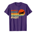 Worlds Okayest Pilot Funny Sunset T-Shirt - Minimalist Print Unisex - T-Shirt, Sweatshirt, Hoodie