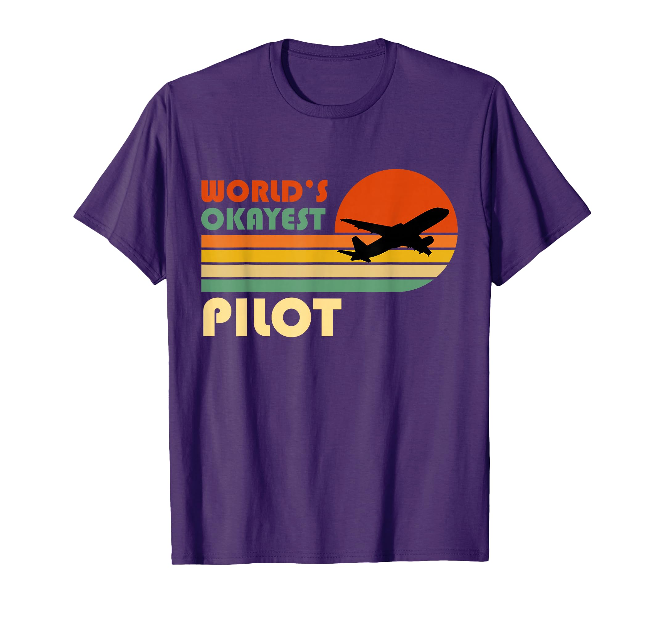 Worlds Okayest Pilot Funny Sunset T-Shirt - Minimalist Print Unisex - T-Shirt, Sweatshirt, Hoodie