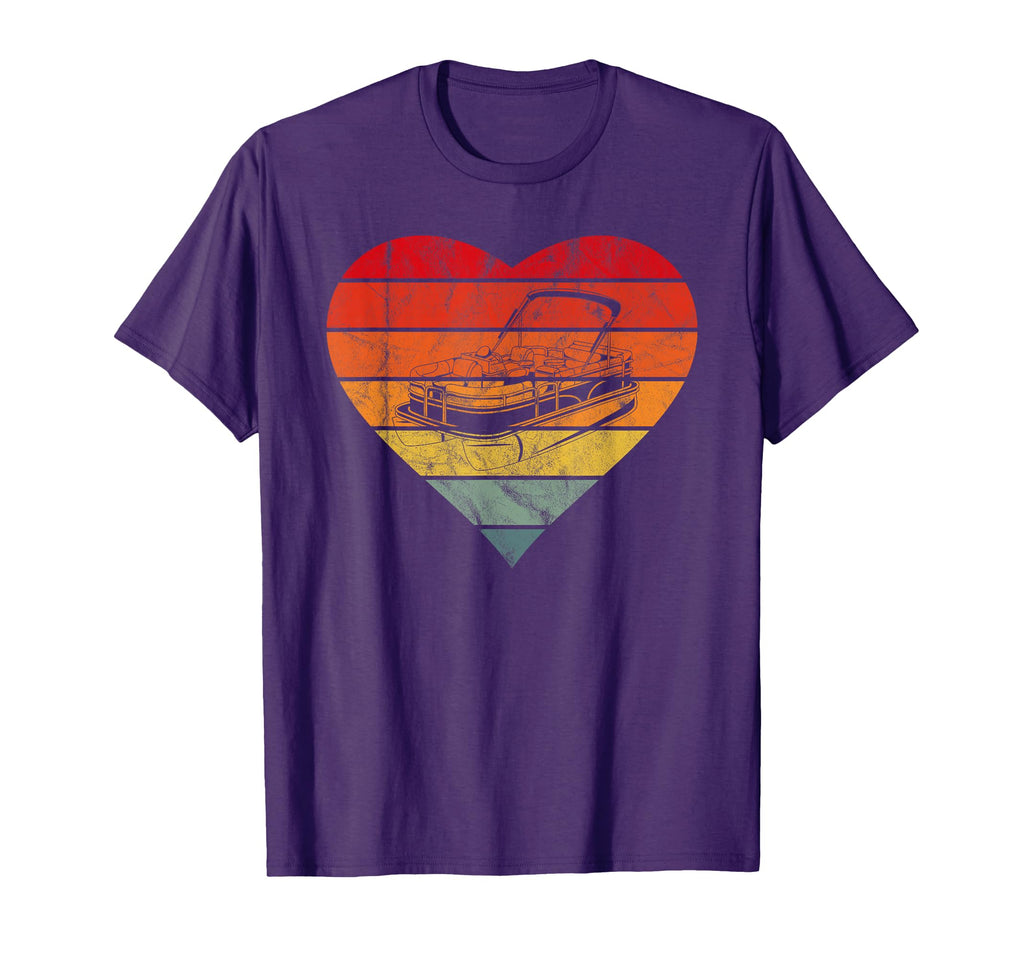 Pontoon Boats Heart Sunset Boating T-Shirt - Casual Everyday Wear Men Women - T-Shirt, Sweatshirt, Hoodie