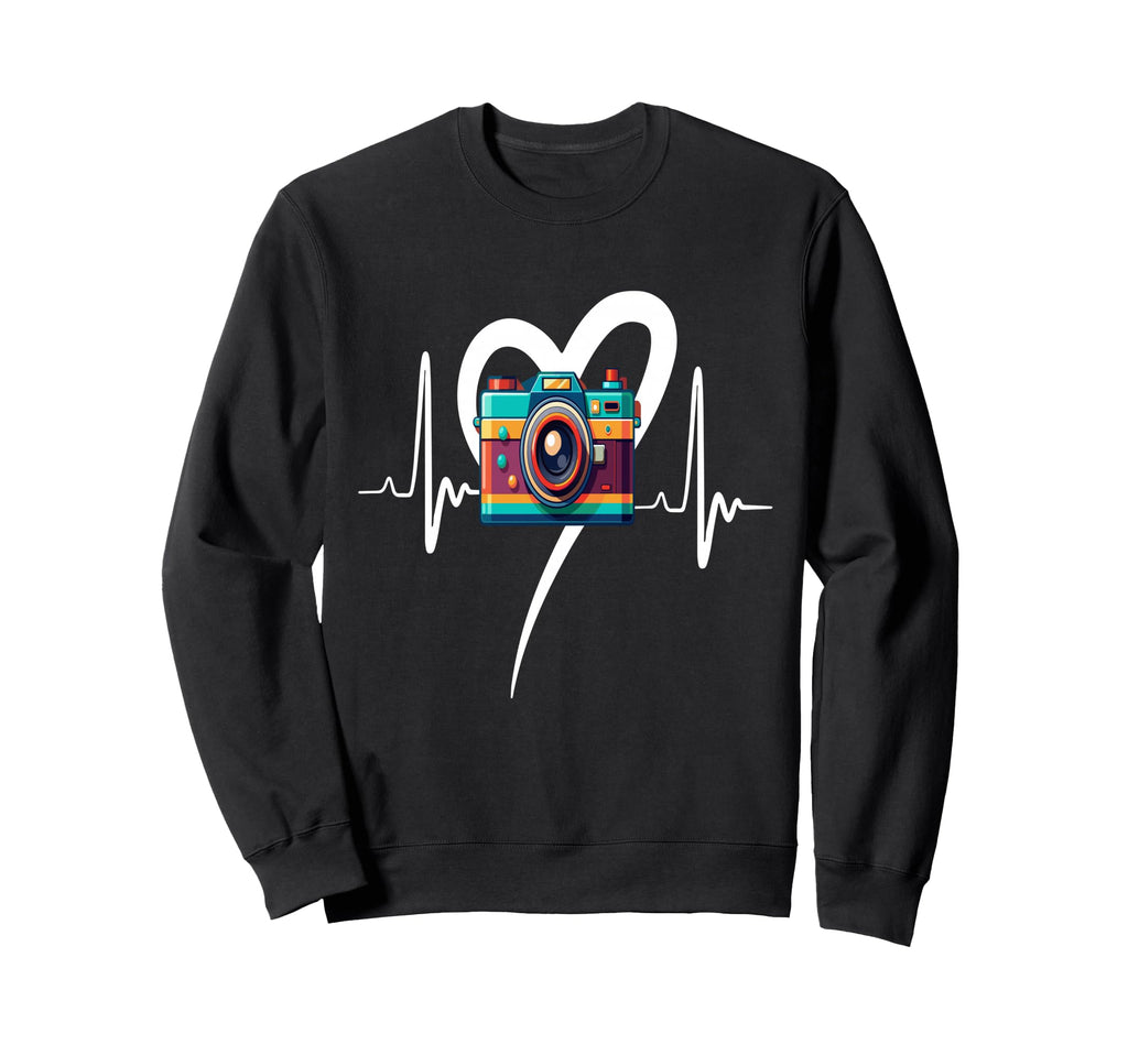 Womens Funny Camera Heartbeat Sweatshirt - Casual Everyday Wear for Adults - T-Shirt, Sweatshirt, Hoodie