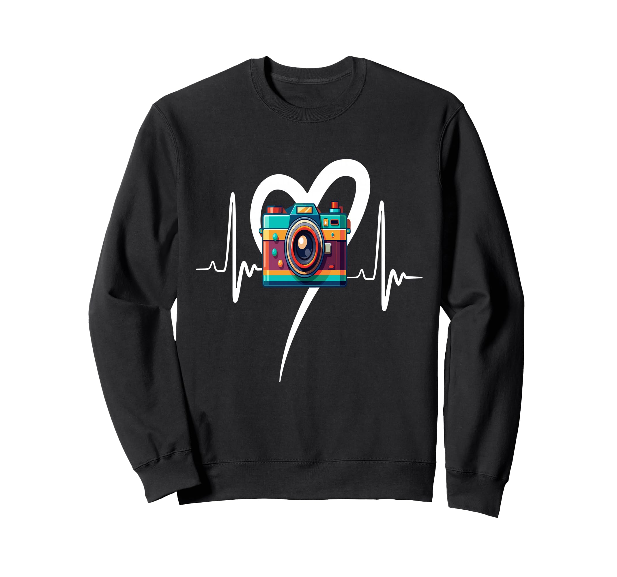 Womens Funny Camera Heartbeat Sweatshirt - Casual Everyday Wear for Adults - T-Shirt, Sweatshirt, Hoodie