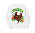 Chicken Groovy Floral Chicken Sweatshirt - Aesthetic Graphic for Adults - T-Shirt, Sweatshirt, Hoodie