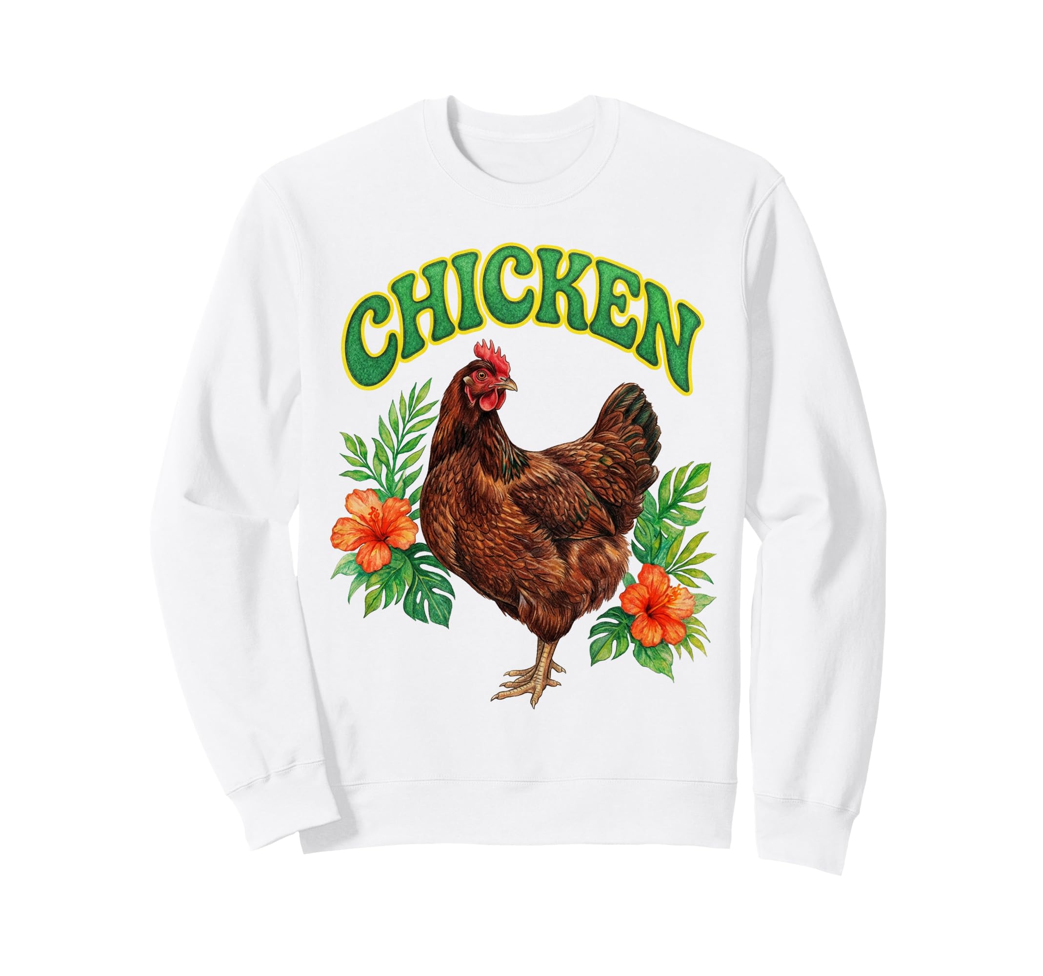 Chicken Groovy Floral Chicken Sweatshirt - Aesthetic Graphic for Adults - T-Shirt, Sweatshirt, Hoodie