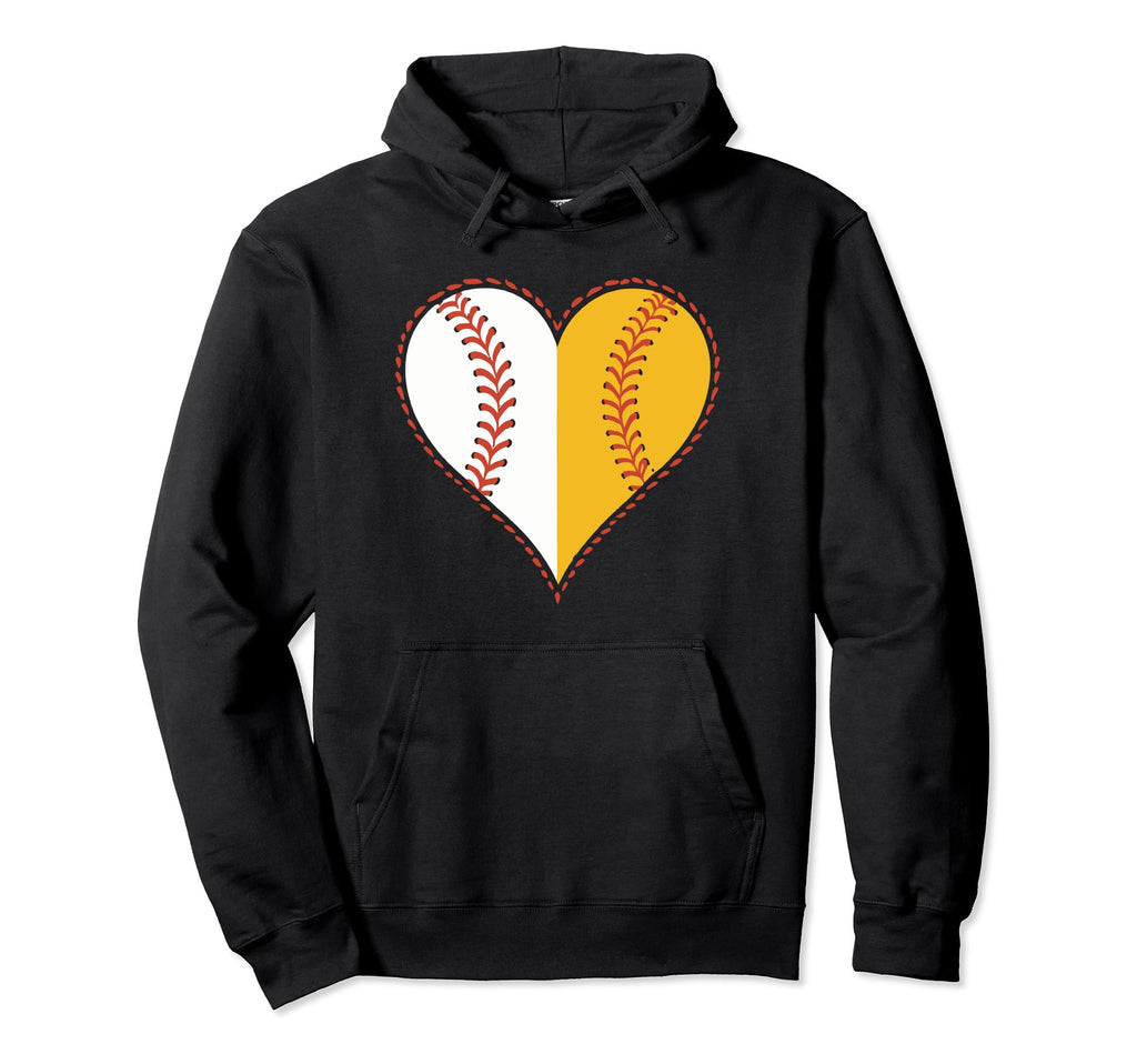 Love Baseball Fast Pitch Softball Heart Hoodie - Streetwear Style Unisex - T-Shirt, Sweatshirt, Hoodie