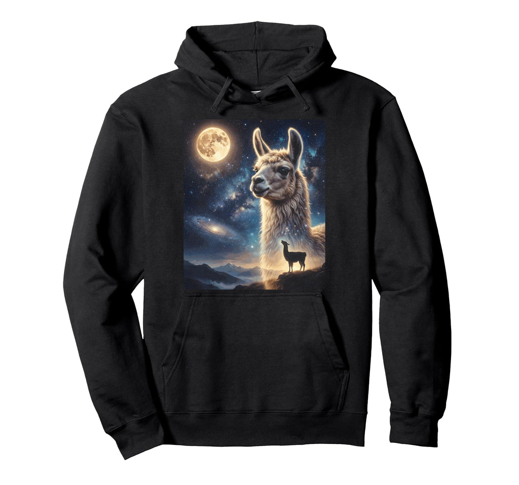 Howling Llama Full Moon Starry Night 90S Hoodie - Fun Novelty Design Unisex - T-Shirt, Sweatshirt, Hoodie