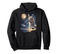 Howling Llama Full Moon Starry Night 90S Hoodie - Fun Novelty Design Unisex - T-Shirt, Sweatshirt, Hoodie