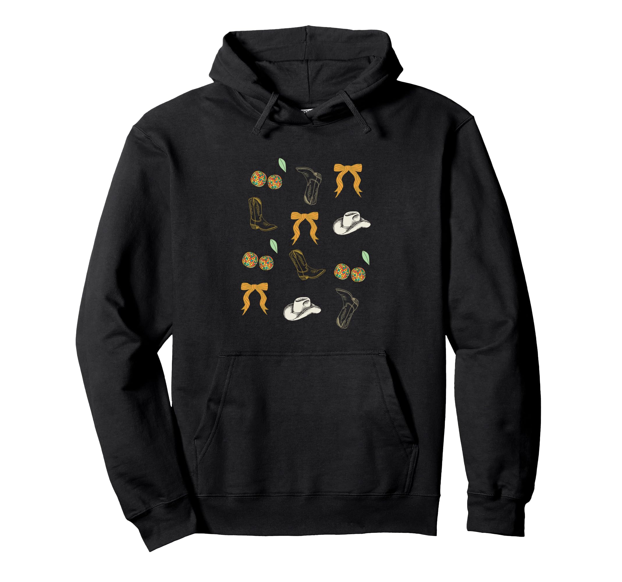 Western Coquette Cherry Disco Balls Hoodie - Fun Novelty Design for Adults - T-Shirt, Sweatshirt, Hoodie