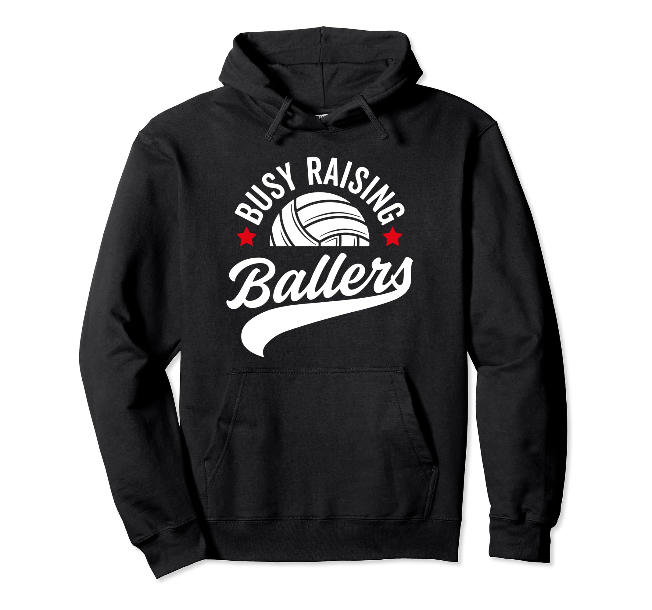 Busy Raising Ballers Volleyball Cheer Hoodie - Minimalist Print for Adults - T-Shirt, Sweatshirt, Hoodie