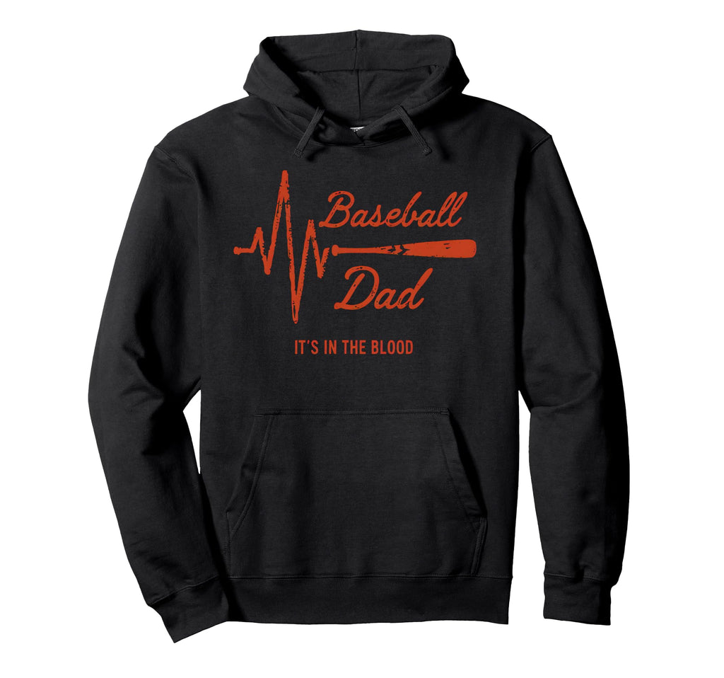 Baseball Heartbeat Baseball Dad Hoodie - Unique Graphic Men Women - T-Shirt, Sweatshirt, Hoodie