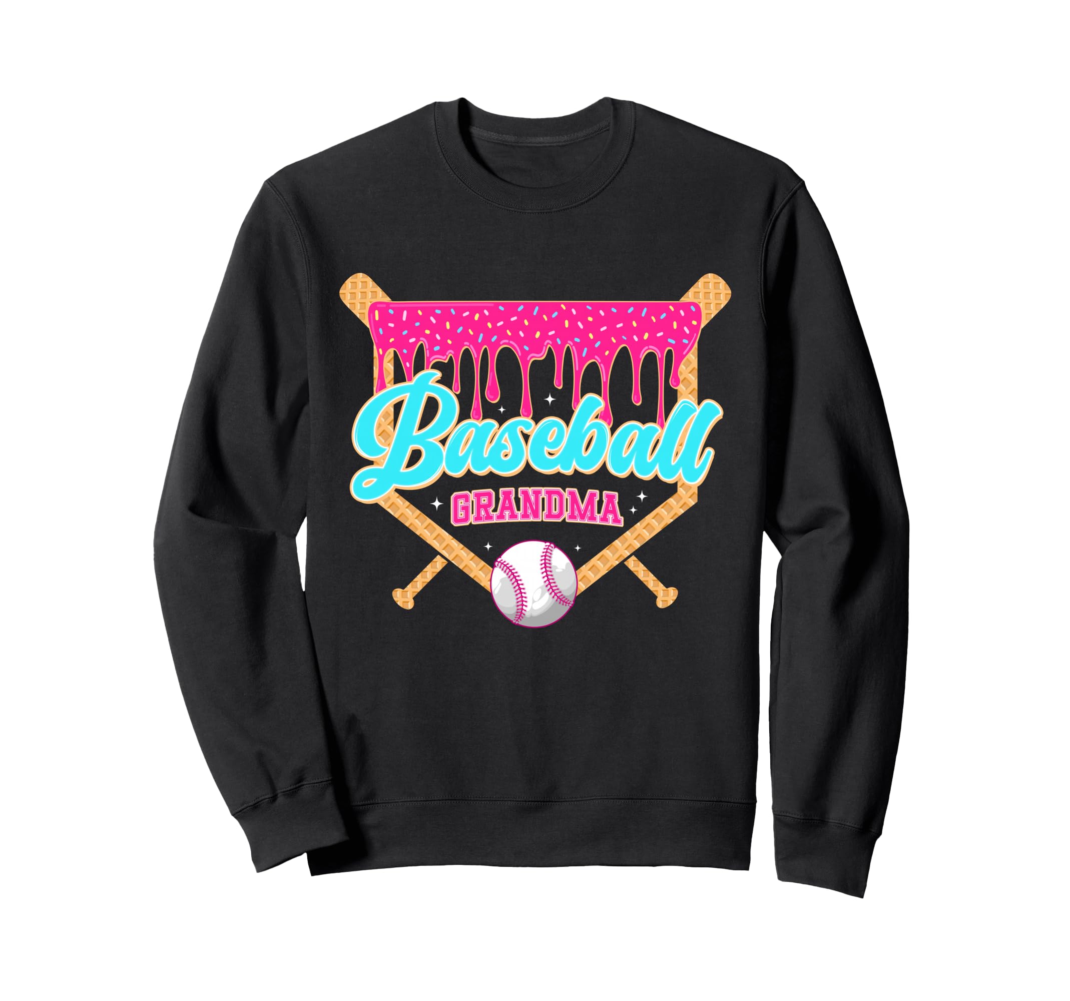Baseball Grandma Ice Cream Drip Sweatshirt - Unique Graphic Unisex - T-Shirt, Sweatshirt, Hoodie