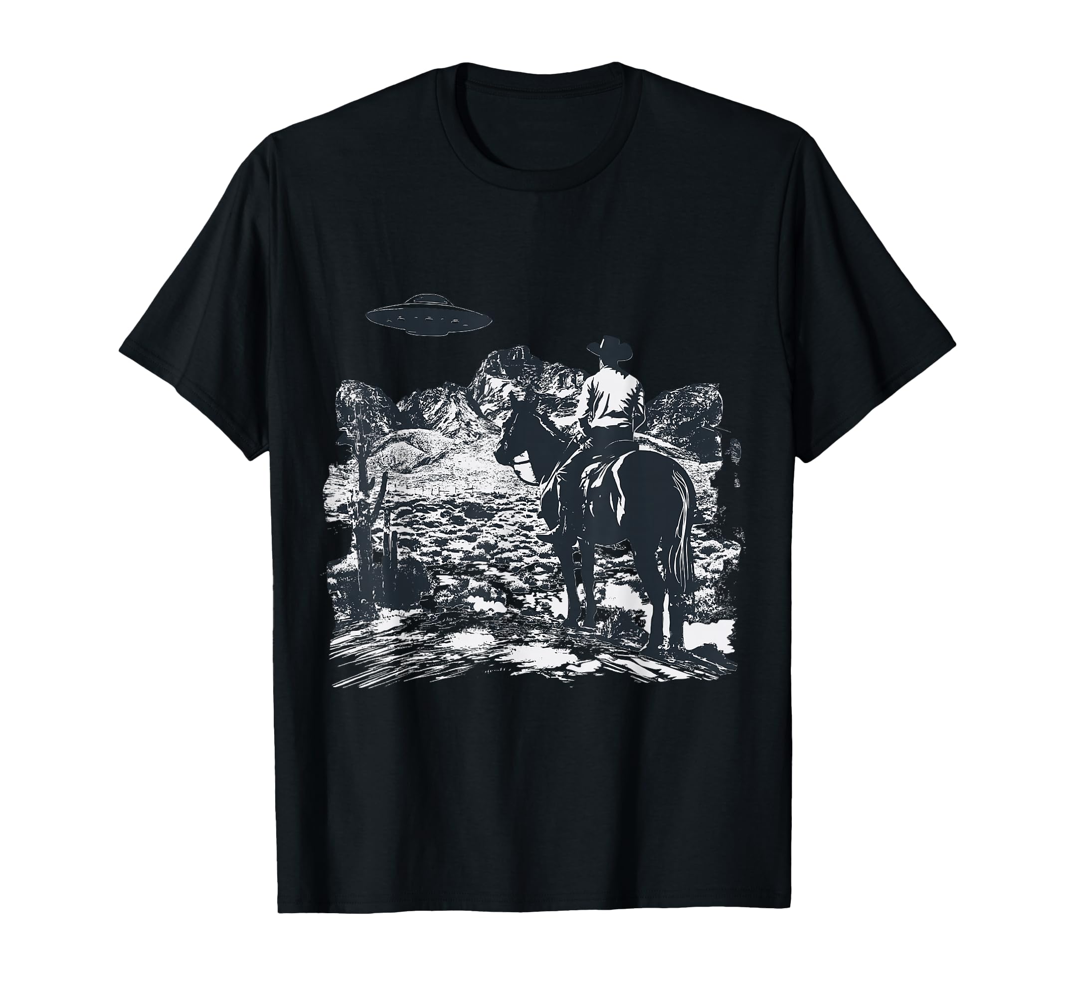 Western Ufo Cowboy Alien Spaceship T-Shirt - Graphic Print for Adults - T-Shirt, Sweatshirt, Hoodie