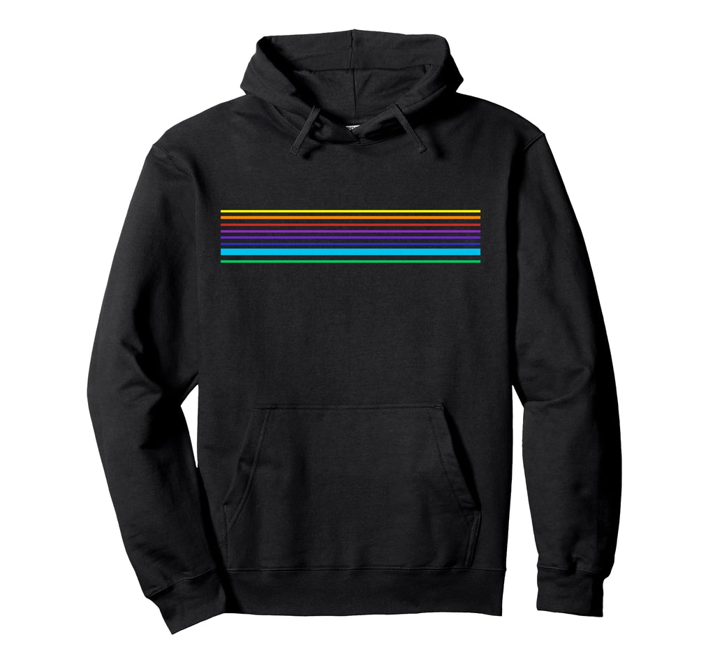 Simple Minimalist Rainbow Stripe Line Hoodie - Fun Novelty Design Unisex - T-Shirt, Sweatshirt, Hoodie