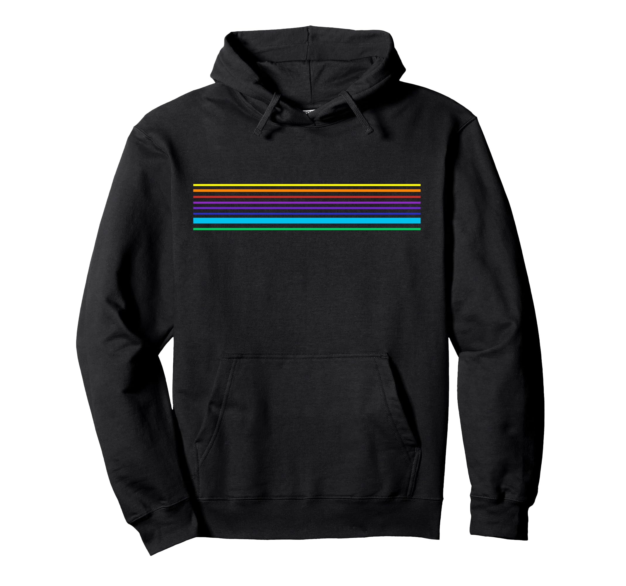 Simple Minimalist Rainbow Stripe Line Hoodie - Fun Novelty Design Unisex - T-Shirt, Sweatshirt, Hoodie