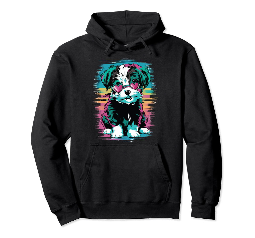 Maltese Shih Tzu Vaporwave Aesthetic Hoodie - Graphic Print Men Women - T-Shirt, Sweatshirt, Hoodie