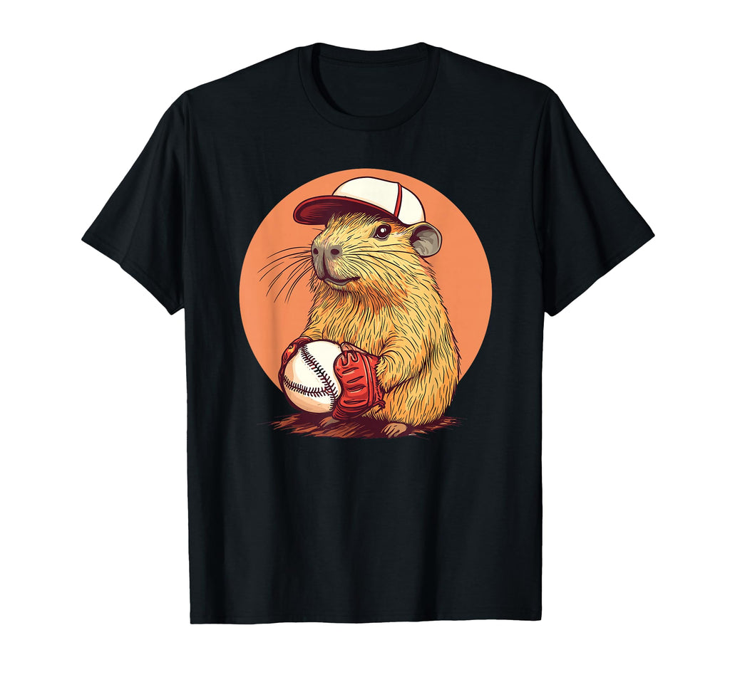 Capybara Baseball Player Cap T-Shirt - Aesthetic Graphic for Adults - T-Shirt, Sweatshirt, Hoodie