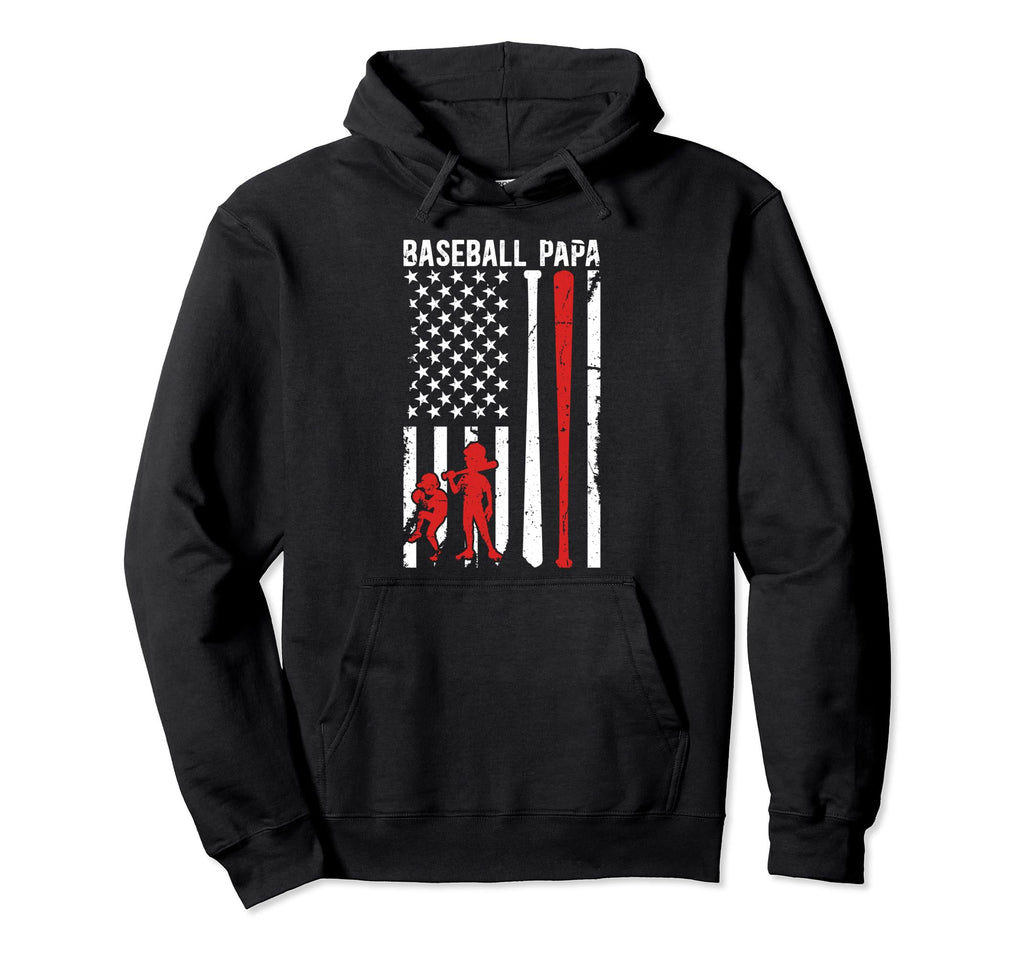 Baseball Papa Grandpa Us Flag Papa Hoodie - Fun Novelty Design for Adults - T-Shirt, Sweatshirt, Hoodie
