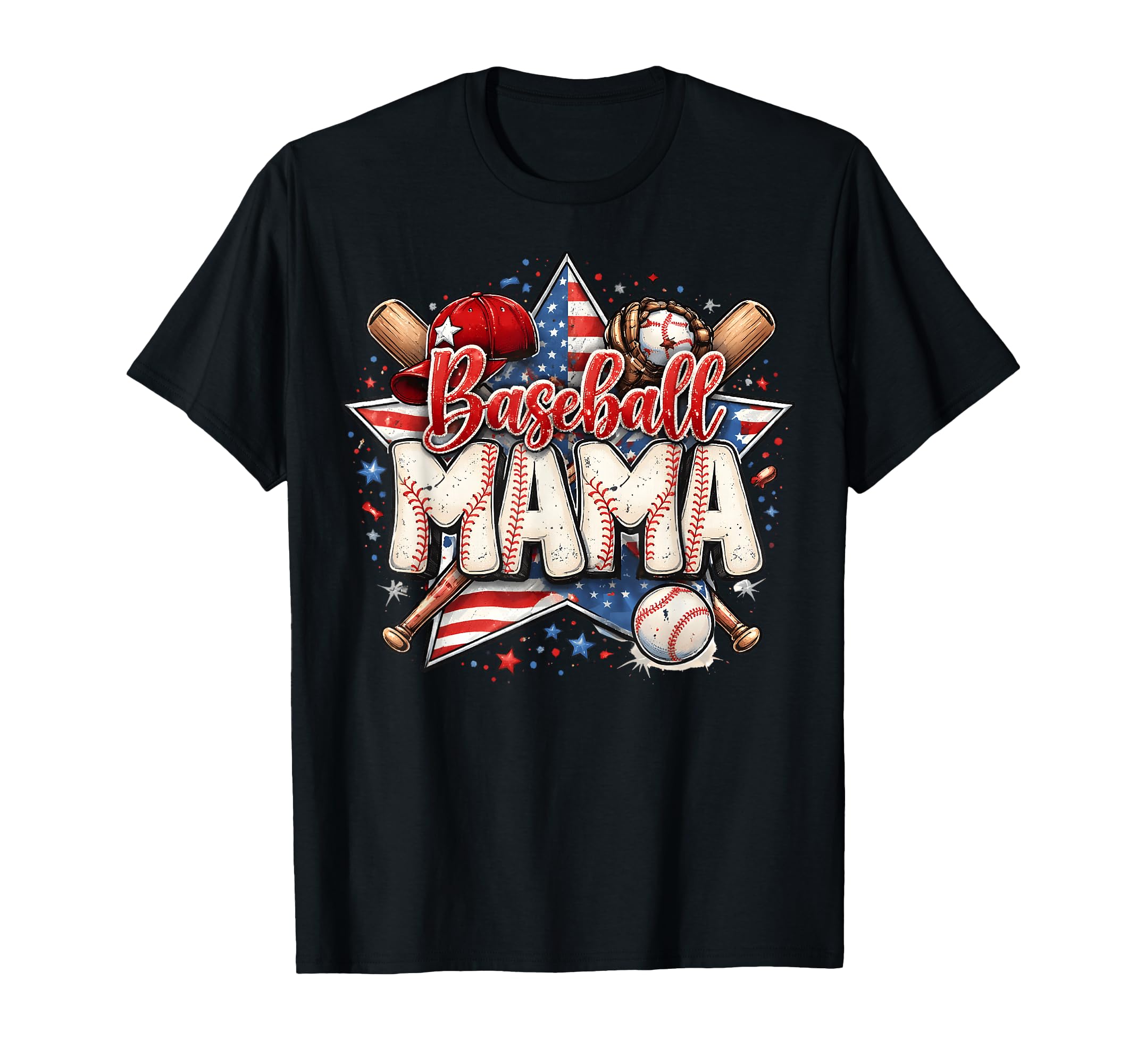 American Flag Baseball Mama Game T-Shirt - Casual Everyday Wear for Adults - T-Shirt, Sweatshirt, Hoodie