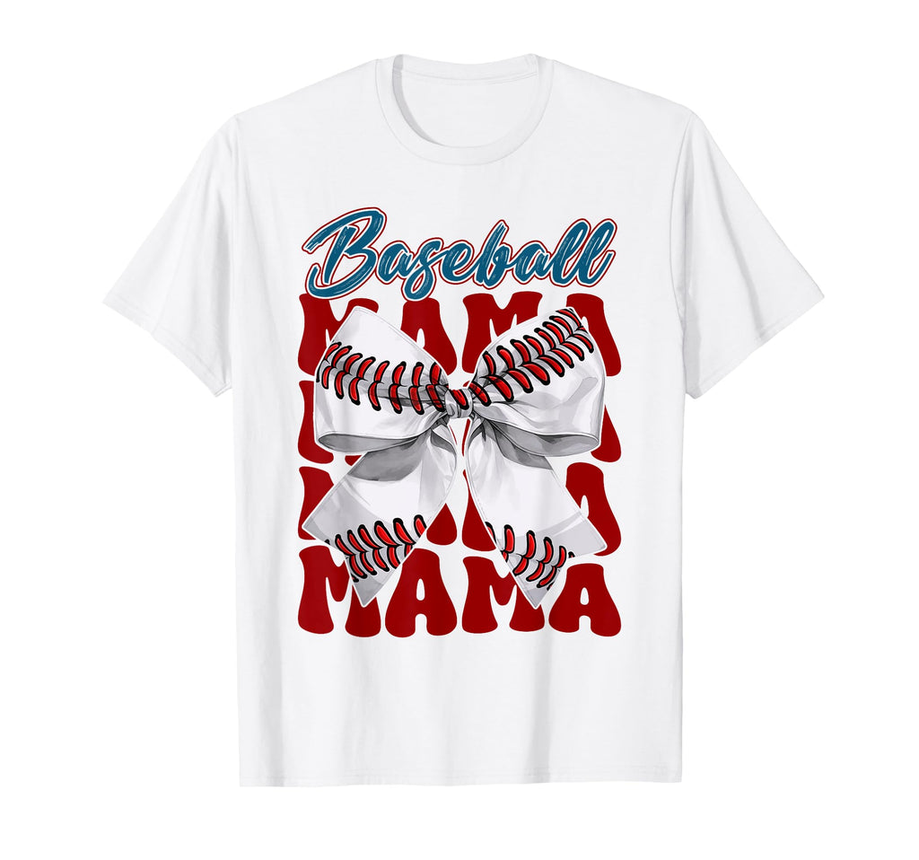 Baseball Mama Bow Baseball Mom Mothers T-Shirt - Fun Novelty Design Unisex - T-Shirt, Sweatshirt, Hoodie