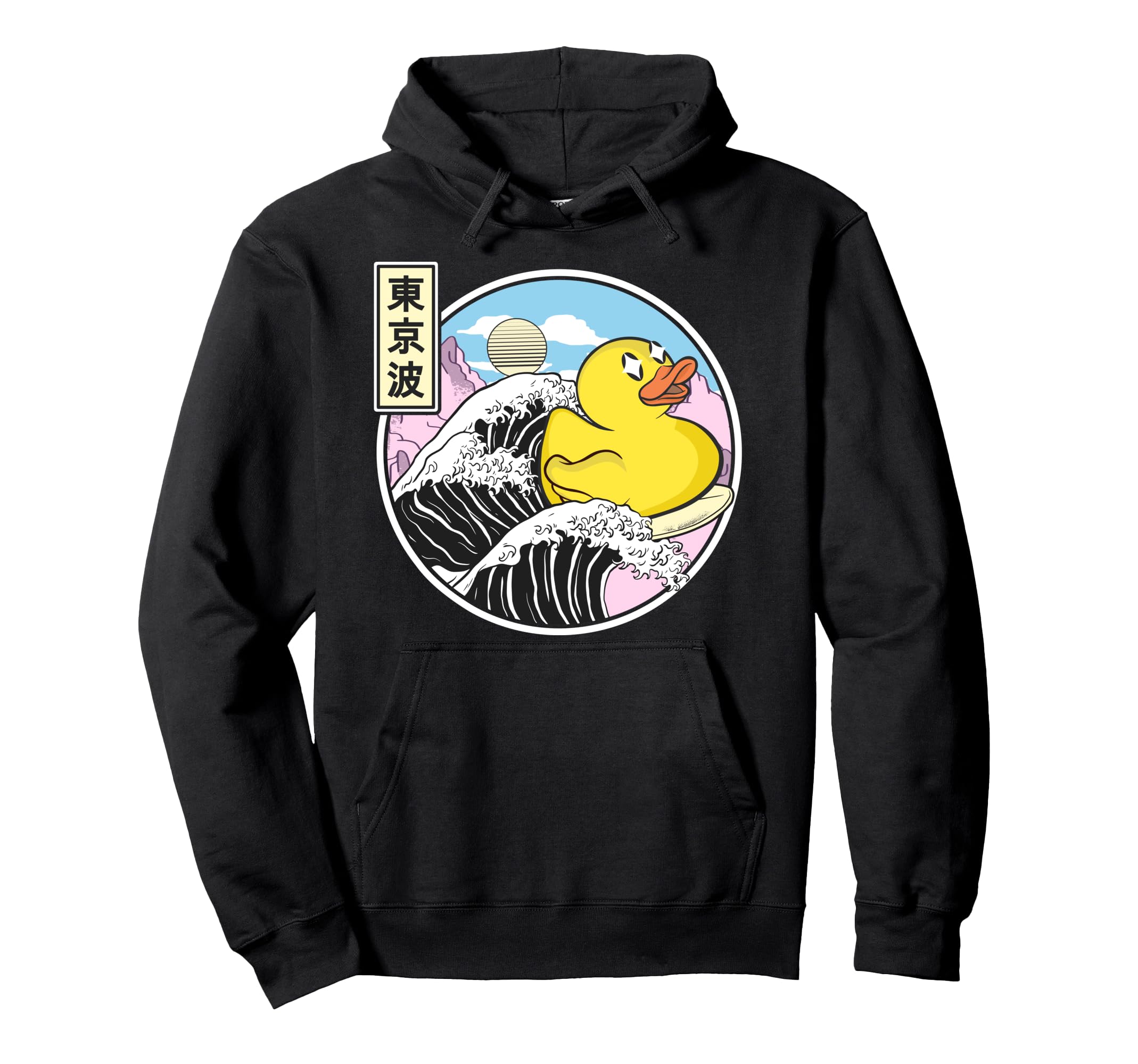Surfing Rubber Duck Kanagawa Wave Hoodie - Graphic Print for Adults - T-Shirt, Sweatshirt, Hoodie