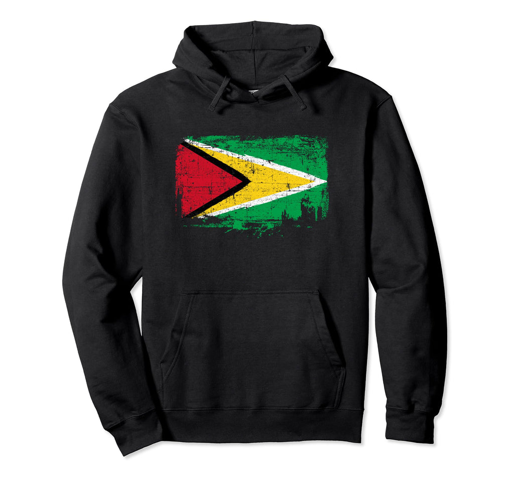 Guyana Flag Distressed Hoodie - Graphic Print Men Women - T-Shirt, Sweatshirt, Hoodie