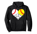 Baseball Softball Volleyball Heart Hoodie - Streetwear Style for Adults - T-Shirt, Sweatshirt, Hoodie