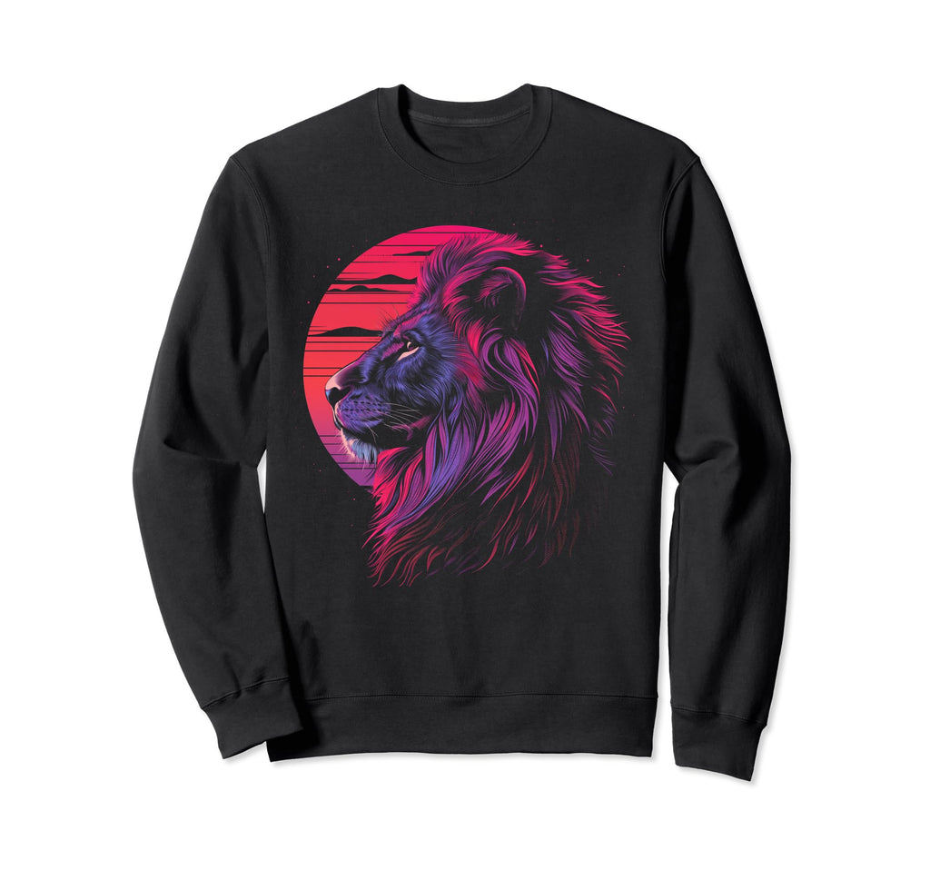 Lion Vaporwave Aesthetic Sweatshirt - Casual Everyday Wear for Adults - T-Shirt, Sweatshirt, Hoodie