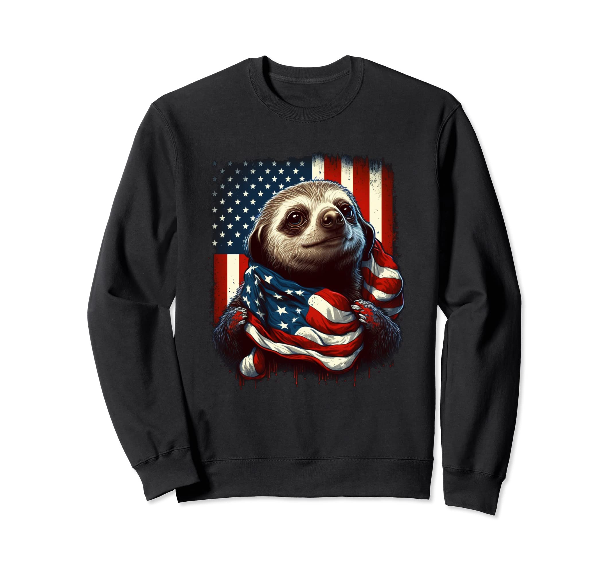 Sloth 4Th July Gifts American Flag Sweatshirt - Trendy Graphic for Adults - T-Shirt, Sweatshirt, Hoodie