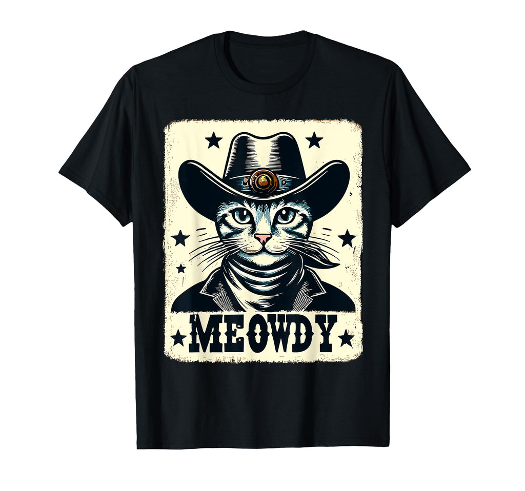Meowdy Cat Cowboy Country T-Shirt - Graphic Print Men Women - T-Shirt, Sweatshirt, Hoodie