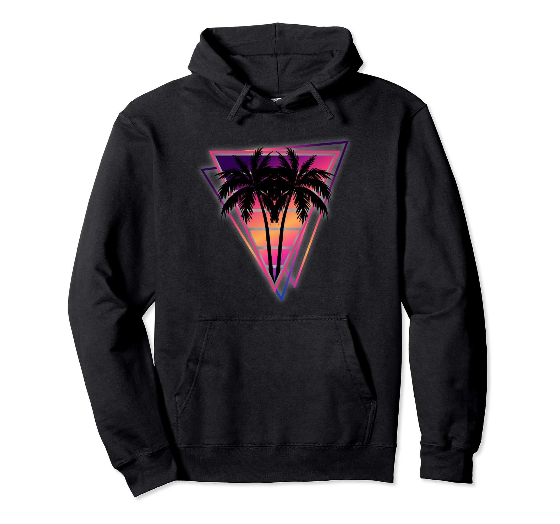 Synthwave Vaporwave Triangle Palm Hoodie - Casual Everyday Wear Unisex - T-Shirt, Sweatshirt, Hoodie