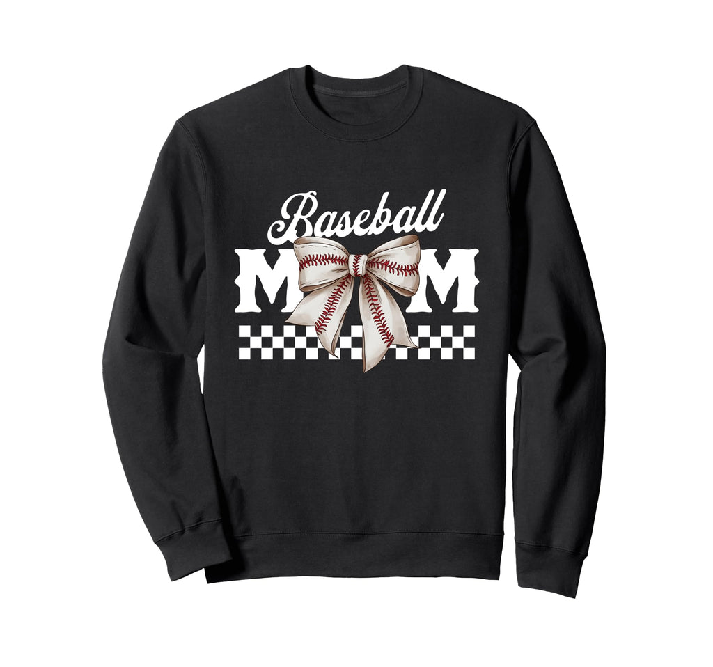Baseball Mom Coquette Bow Mama Sweatshirt - Minimalist Print for Adults - T-Shirt, Sweatshirt, Hoodie