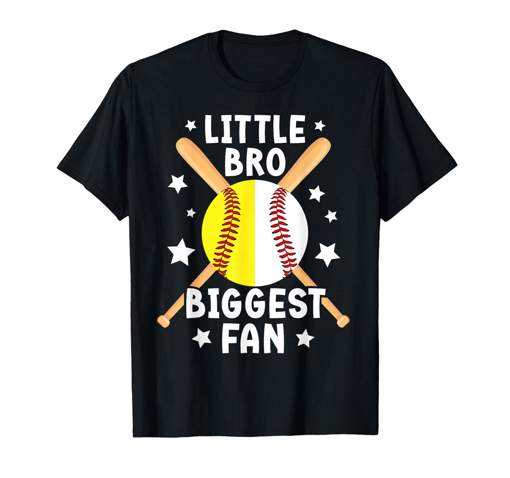 Little Bro Biggest Fan Softball T-Shirt - Trendy Graphic for Adults - T-Shirt, Sweatshirt, Hoodie