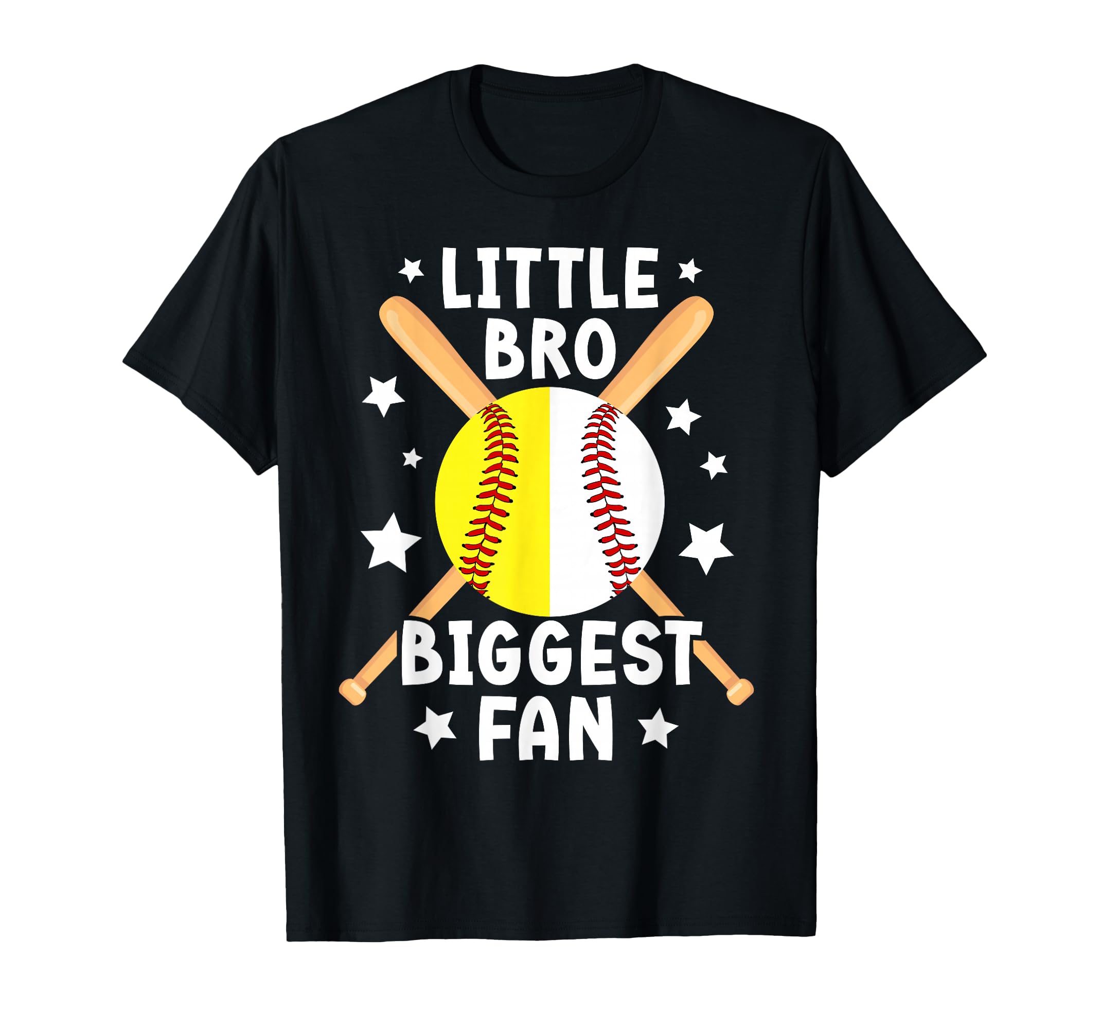 Little Bro Biggest Fan Softball T-Shirt - Trendy Graphic for Adults - T-Shirt, Sweatshirt, Hoodie