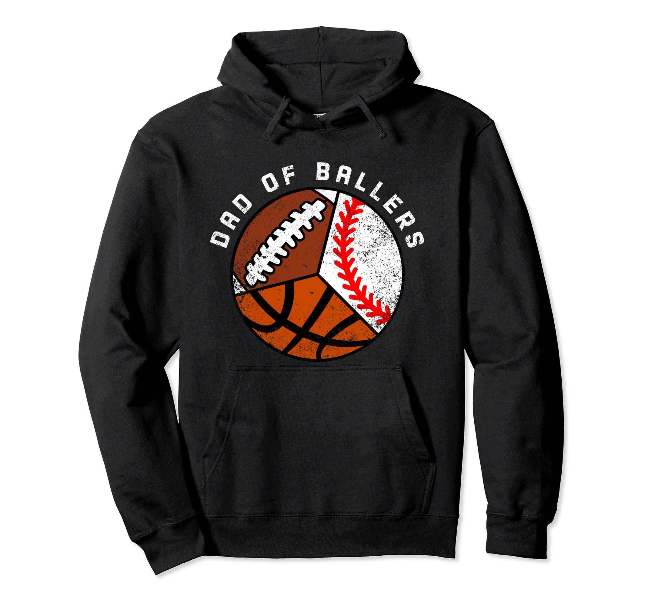 Dad Ballers Funny Baseball Basketball Hoodie - Minimalist Print for Adults - T-Shirt, Sweatshirt, Hoodie