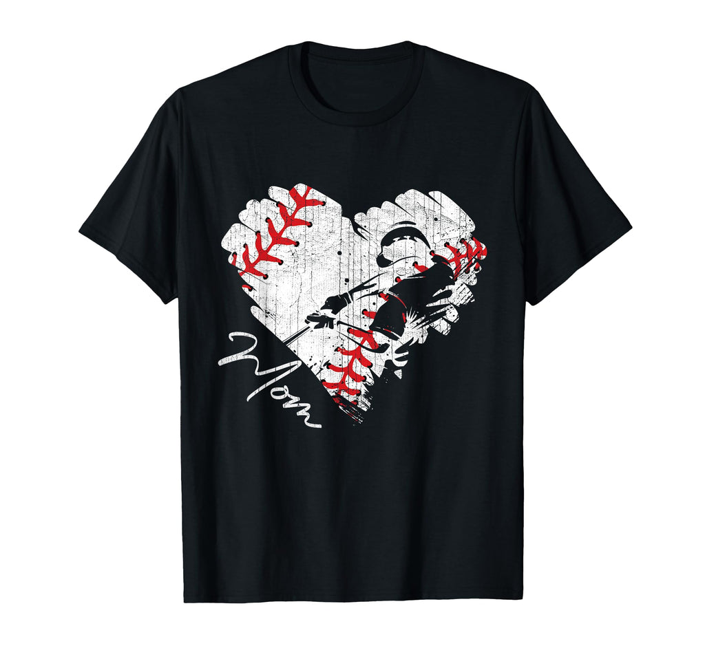 Baseball Mom Baseball Heart Baseball T-Shirt - Unique Graphic Men Women - T-Shirt, Sweatshirt, Hoodie