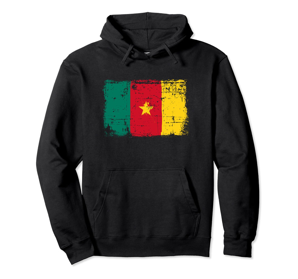 Cameroon Flag Distressed Hoodie - Minimalist Print for Adults - T-Shirt, Sweatshirt, Hoodie