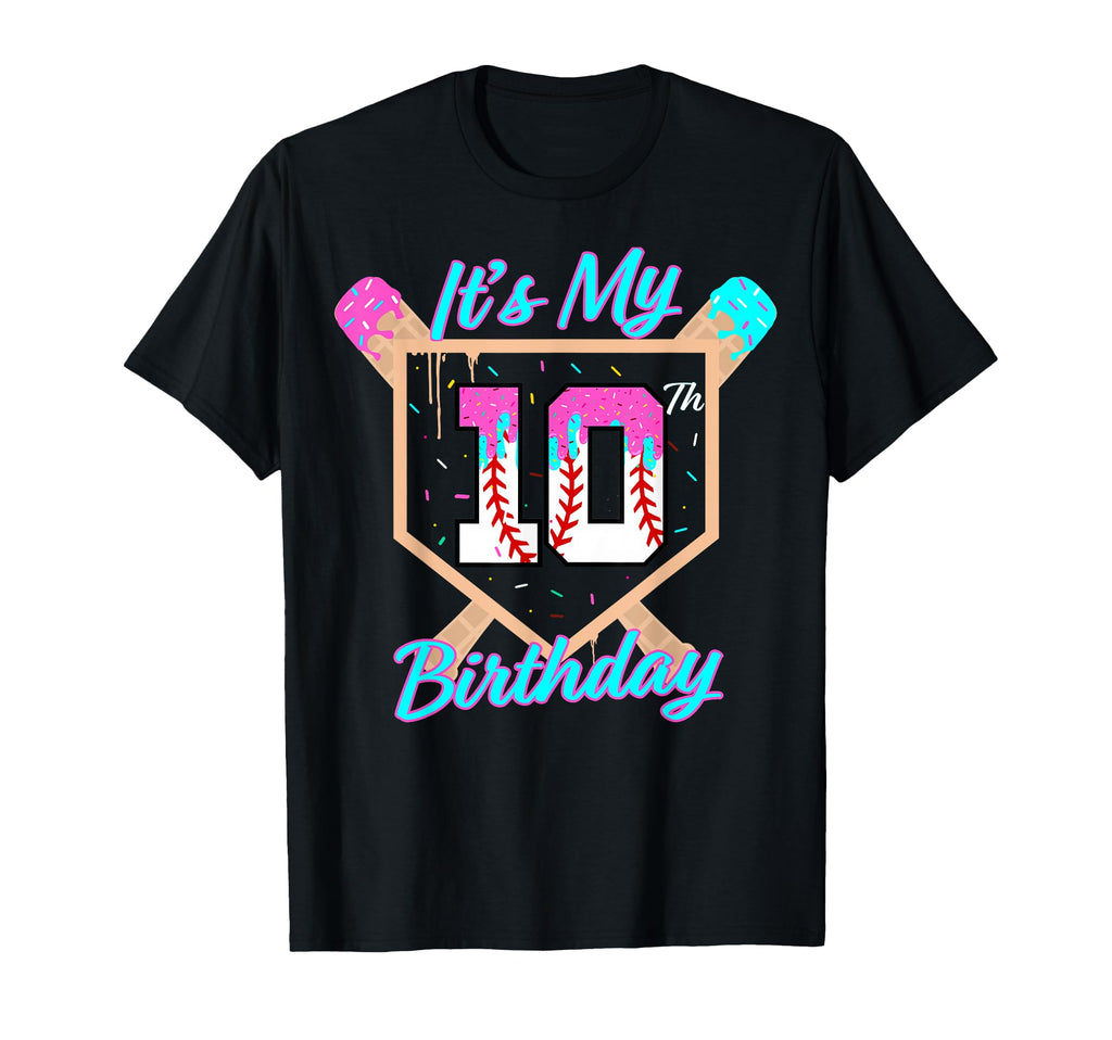 Baseball 10 Year Old Ice Cream Drip 10Th T-Shirt - Graphic Print Unisex - T-Shirt, Sweatshirt, Hoodie