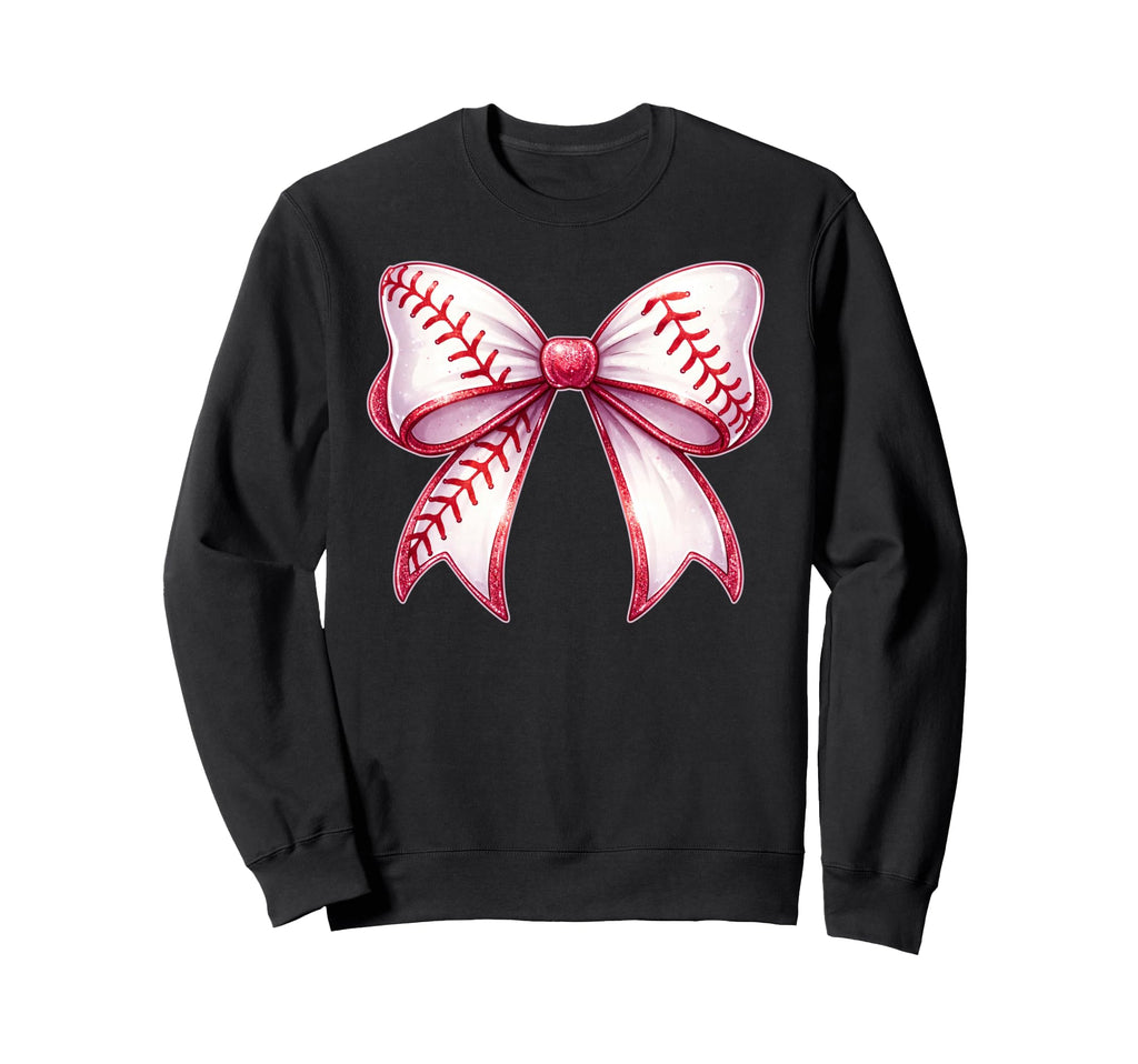 Baseball Bow Baseball Mom Mama Sweatshirt - Graphic Print Men Women - T-Shirt, Sweatshirt, Hoodie