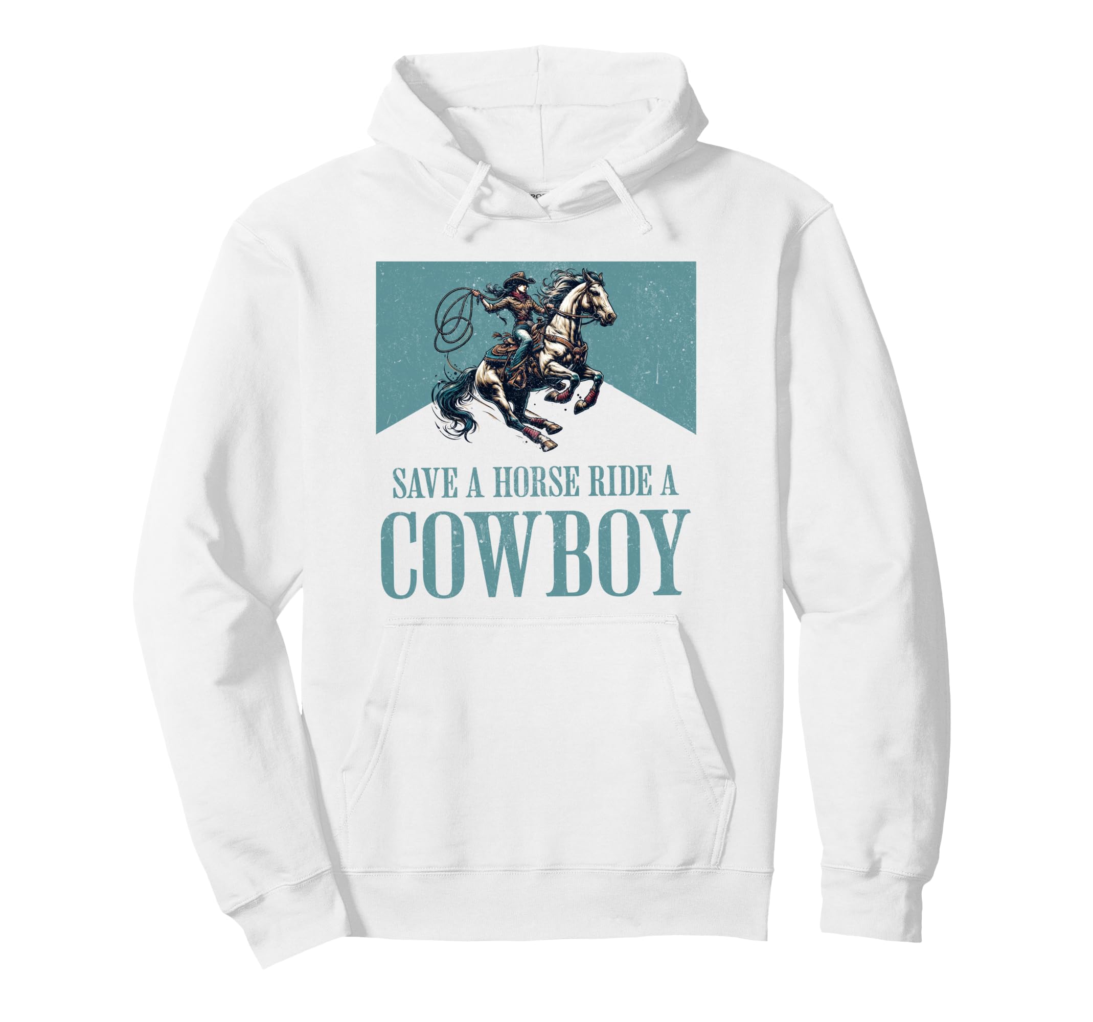 Cowgirl Riding Horse Western Save Horse Hoodie - Minimalist Print Unisex - T-Shirt, Sweatshirt, Hoodie
