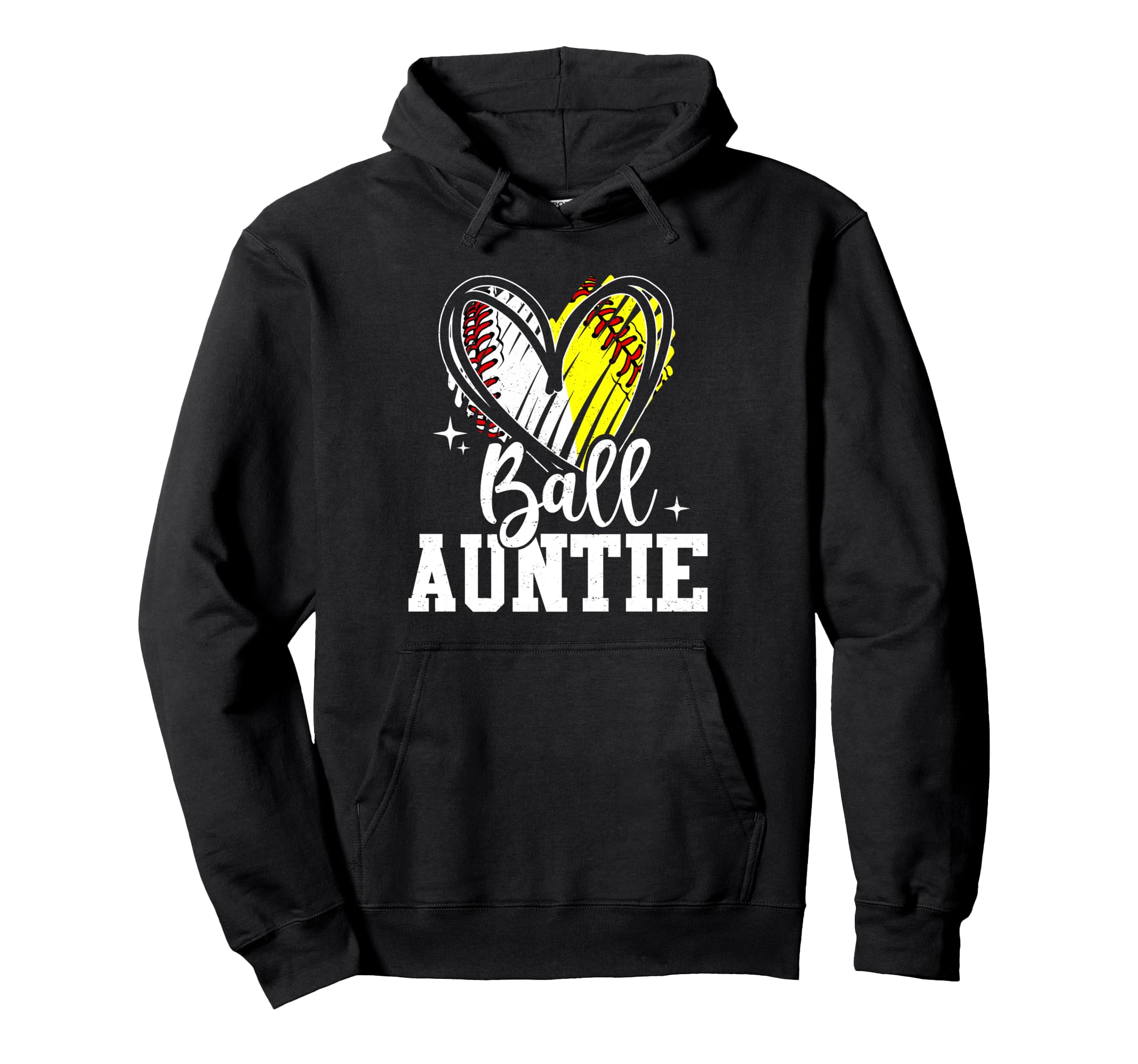 Ball Auntie Softball Baseball Aunt Hoodie - Graphic Print Unisex - T-Shirt, Sweatshirt, Hoodie