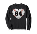 Baseball Number 64 Distressed Heart Sweatshirt - Streetwear Style Unisex - T-Shirt, Sweatshirt, Hoodie