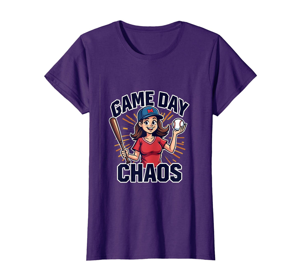 Game Day Chaos Baseball Mom T-Shirt - Graphic Print Men Women - T-Shirt, Sweatshirt, Hoodie