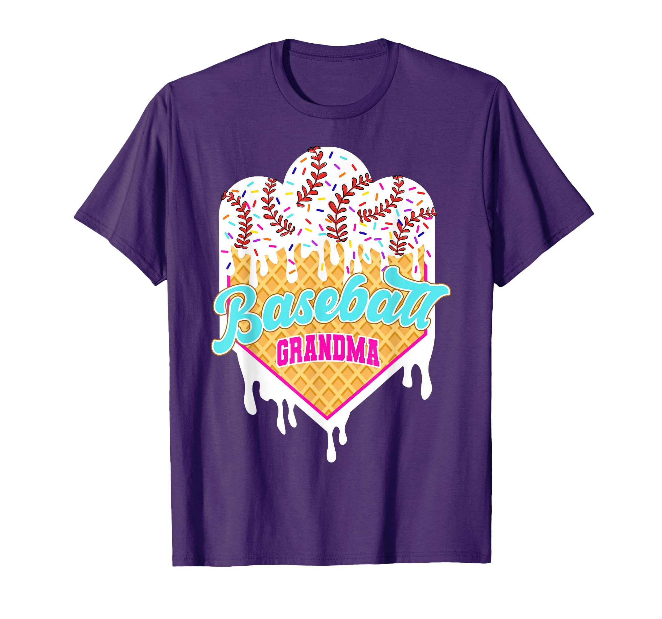 Baseball Grandma Ice Cream Drip T-Shirt - Casual Everyday Wear Men Women - T-Shirt, Sweatshirt, Hoodie