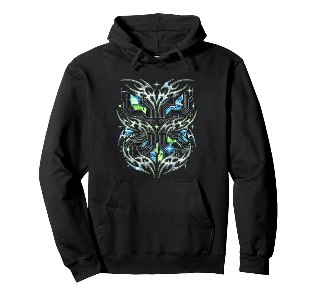 System Rebel Y2K Glitch Tech Tribal Hoodie - Fun Novelty Design Men Women - T-Shirt, Sweatshirt, Hoodie